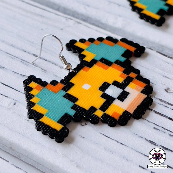 Charizard Pokémon Pokéball Perler Earrings - Picture 2 of 3